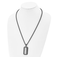 Chisel Stainless Steel Brushed and Polished Black IP-plated Dog Tag on a Cable Chain Necklace, 24" view 4