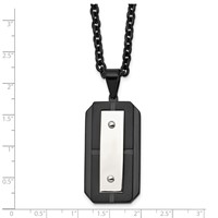 Chisel Stainless Steel Brushed and Polished Black IP-plated Dog Tag on a Cable Chain Necklace, 24" view 5