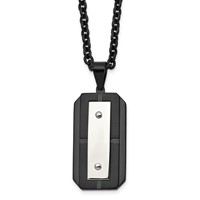 Chisel Stainless Steel Brushed and Polished Black IP-plated Dog Tag on a Cable Chain Necklace, 24" view 1