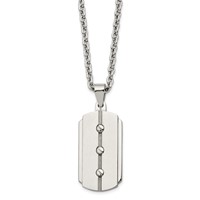Stainless Steel Brushed & Polished 3 Screw Design Dog Tag Necklace, 24" view 3