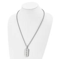 Stainless Steel Brushed & Polished 3 Screw Design Dog Tag Necklace, 24" view 4