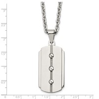 Stainless Steel Brushed & Polished 3 Screw Design Dog Tag Necklace, 24" view 5
