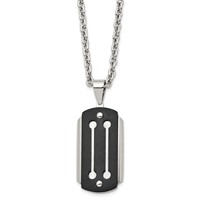 Stainless Steel Brushed and Polished Black IP-plated Dog Tag Necklace, 24" view 3