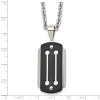 Stainless Steel Brushed and Polished Black IP-plated Dog Tag Necklace, 24" view 5
