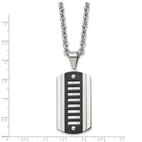 Chisel Stainless Steel Brushed and Polished Black IP-plated Dog Tag on a Cable Chain Necklace, 24" view 3