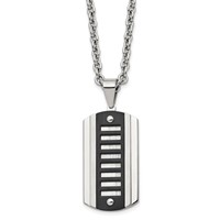 Chisel Stainless Steel Brushed and Polished Black IP-plated Dog Tag on a Cable Chain Necklace, 24" view 1