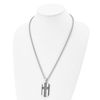 Stainless Steel Brushed and Polished Black IP-plated Cross Necklace, 24" view 4