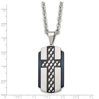 Stainless Steel Brushed and Polished Black IP-plated Cross Necklace, 24" view 5