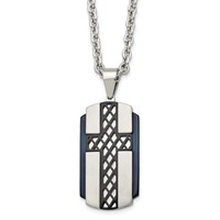 Stainless Steel Brushed and Polished Black IP-plated Cross Necklace, 24" view 1