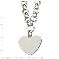 Stainless Steel Polished Large Heart Necklace with 1.75in Ext, 17.25" view 5
