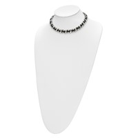 Stainless Steel Polished Black Leather Curb Necklace with Ext Choker, 2" view 5