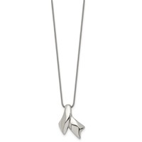 Stainless Steel Polished Awareness Ribbon Necklace, 20" view 2