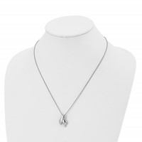 Stainless Steel Polished Awareness Ribbon Necklace, 20" view 4