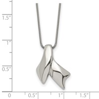 Stainless Steel Polished Awareness Ribbon Necklace, 20" view 5