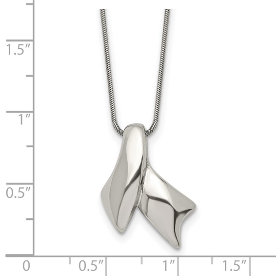 Stainless Steel Polished Awareness Ribbon 20in Necklace