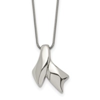Stainless Steel Polished Awareness Ribbon Necklace, 20" view 1