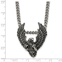 Chisel Stainless Steel Antiqued and Polished Eagle Pendant on a Curb Chain Necklace, 24" view 3