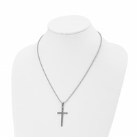 Chisel Stainless Steel Polished and Textured Braided Design Cross Pendant on a Ball Chain Necklace, 20" view 4