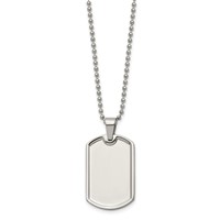 Chisel Stainless Steel Polished Dog Tag on a Ball Chain Necklace, 20" view 3