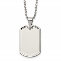 Chisel Stainless Steel Polished Dog Tag on a Ball Chain Necklace, 20" view 1