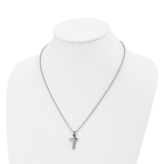 Chisel Stainless Steel Polished Cross Pendant on a 20 inch Ball Chain Necklace