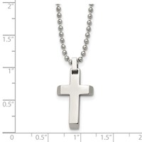 Chisel Stainless Steel Polished Cross Pendant on a Ball Chain Necklace, 20" view 5