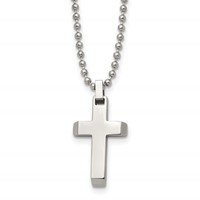 Chisel Stainless Steel Polished Cross Pendant on a Ball Chain Necklace, 20" view 1