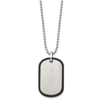 Chisel Stainless Steel Brushed Black IP-plated Edge Dog Tag on a Ball Chain Necklace, 22" view 3