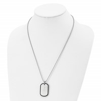 Chisel Stainless Steel Brushed Black IP-plated Edge Dog Tag on a Ball Chain Necklace, 22" view 4