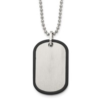 Chisel Stainless Steel Brushed Black IP-plated Edge Dog Tag on a Ball Chain Necklace, 22" view 1