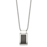 Stainless Steel Brushed Polished & Textured Black IP-plated Necklace, 22" view 3