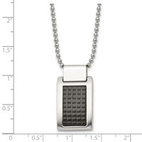 Stainless Steel Brushed Polished & Textured Black IP-plated Necklace, 22" view 5