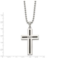 Chisel Stainless Steel Polished Black IP-plated Cable Dad Cross Pendant on a Ball Chain Necklace, 24" view 3
