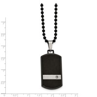 Chisel Stainless Steel Brushed and Polished Black IP-plated Necklace with CZ Dog Tag on a Ball Chain, 24" view 4