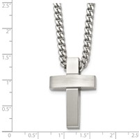 Chisel Stainless Steel Brushed and Polished Cross Pendant on a Curb Chain Necklace, 20" view 5