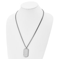 Chisel Stainless Steel Brushed Polished and Textured Dog Tag on a Curb Chain Necklace, 24" view 4