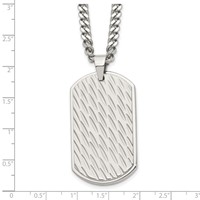 Chisel Stainless Steel Brushed Polished and Textured Dog Tag on a Curb Chain Necklace, 24" view 5