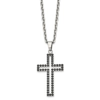 Chisel Stainless Steel Polished Black CZ Cutout Cross Pendant on a Cable Chain Necklace, 20" view 3