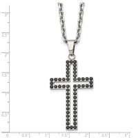 Chisel Stainless Steel Polished Black CZ Cutout Cross Pendant on a Cable Chain Necklace, 20" view 5