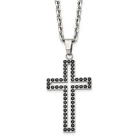 Chisel Stainless Steel Polished Black CZ Cutout Cross Pendant on a Cable Chain Necklace, 20" view 1