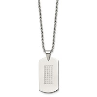 Chisel Stainless Steel Polished Necklace with CZ Dog Tag on a Rope Chain, 22" view 3