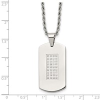Chisel Stainless Steel Polished Necklace with CZ Dog Tag on a Rope Chain, 22" view 5