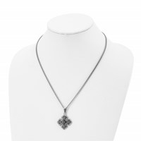 Chisel Stainless Steel Polished Black IP-plated Necklace with CZ Celtic Cross Pendant on a Curb Chain, 20" view 4