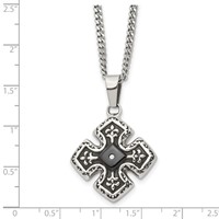 Chisel Stainless Steel Polished Black IP-plated Necklace with CZ Celtic Cross Pendant on a Curb Chain, 20" view 5