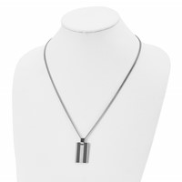Chisel Stainless Polished and Textured Black IP-plated Rectangle Dog Tag on a Curb Chain Necklace, 22" view 4