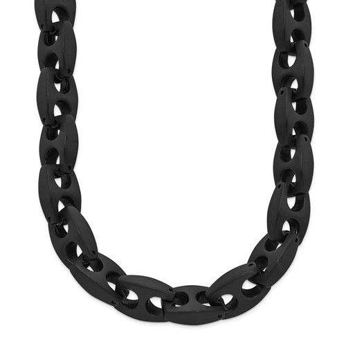 Chisel Stainless Steel Brushed Black IP-plated Link Necklace, 24"