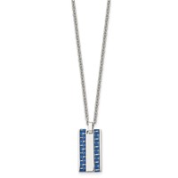 Chisel Stainless Steel Polished Necklace with Blue Carbon Fiber Inlay Dog Tag on a Cable Chain, 22" view 3