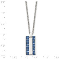 Chisel Stainless Steel Polished Necklace with Blue Carbon Fiber Inlay Dog Tag on a Cable Chain, 22" view 5