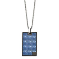 Stainless Steel BlackIP-plated Necklace with Blue Carbon Fiber Inlay Rectangle view 3