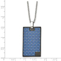 Stainless Steel BlackIP-plated Necklace with Blue Carbon Fiber Inlay Rectangle view 5
